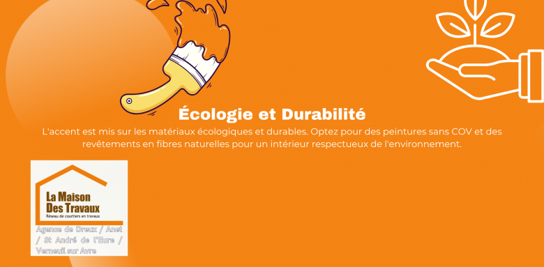 L'accent est mis sur les matériaux écologiques et durables. Optez pour des peintures sans COV et des revêtements en fibres naturelles pour un intérieur respectueux de l'environnement.