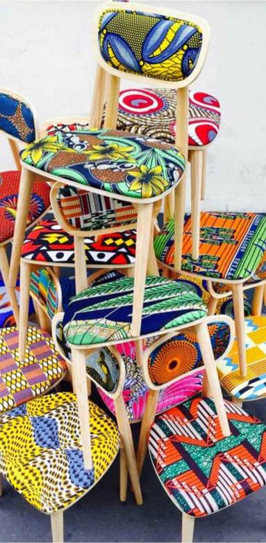 Chaises en tissus ambiance wax