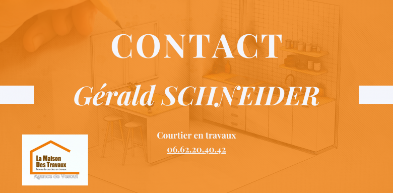 Contactez Gérald Schneider, courtier en travaux à Vesoul, pour votre projet d’îlot central et rénovation de cuisine. Conseils et devis personnalisés.
