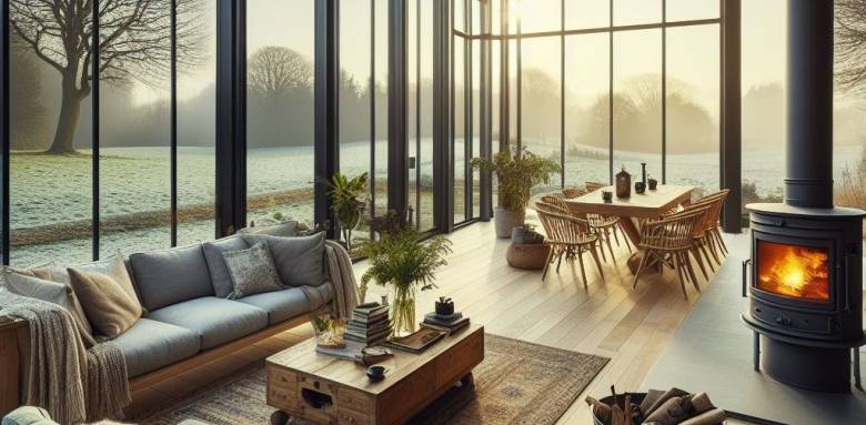 Véranda avec poele à bois