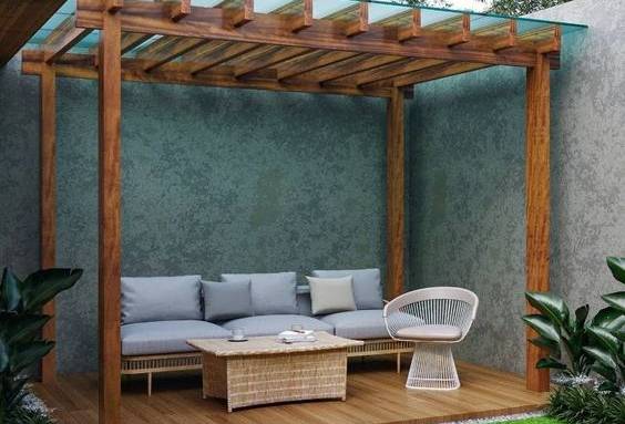 Pergola bois avec toiture vitrage anti UV