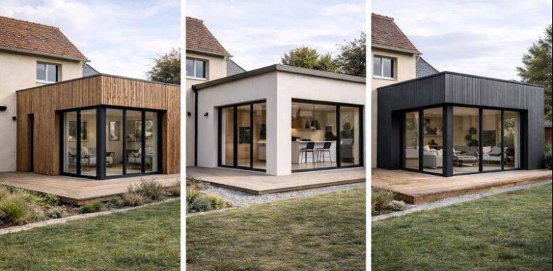 Extension de maison avec différents matériaux à Francheville 69340
