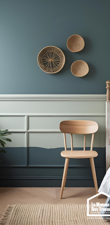 deco mur peinture bicolore salon