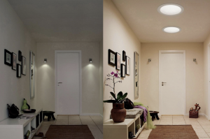 couloir avec et sans puits de lumière (photo : Leroy Merlin)