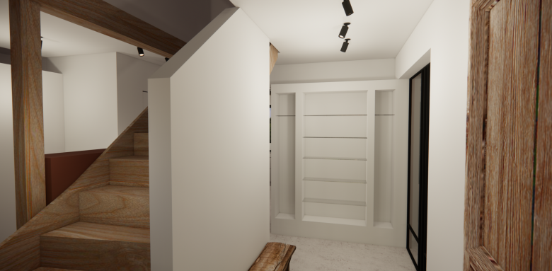 Vue 3D aménagement du présentoir des curiosités