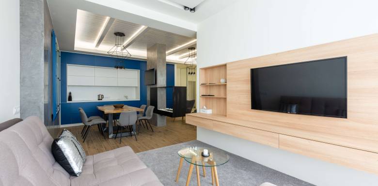 Un espace salon avec des meubles sur-mesure 