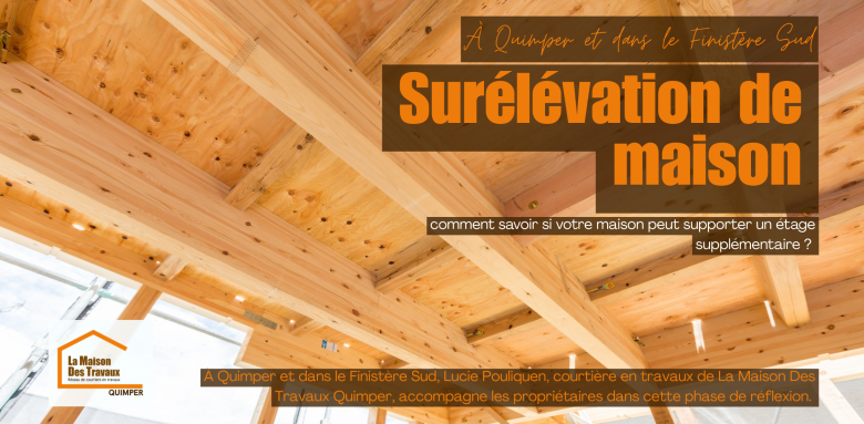 Structure en bois d’une surélévation de maison : une technique d’agrandissement permettant de créer un étage supplémentaire sans empiéter sur le terrain. Un projet qui demande une étude précise de la structure existante.