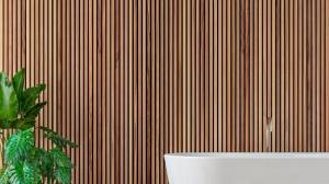 Revêtement mural salle de bain décor bois