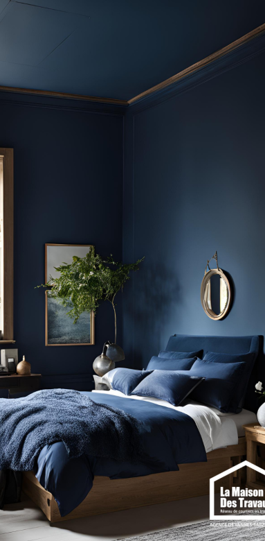couleurs tendance 2025 chambre bleu profond