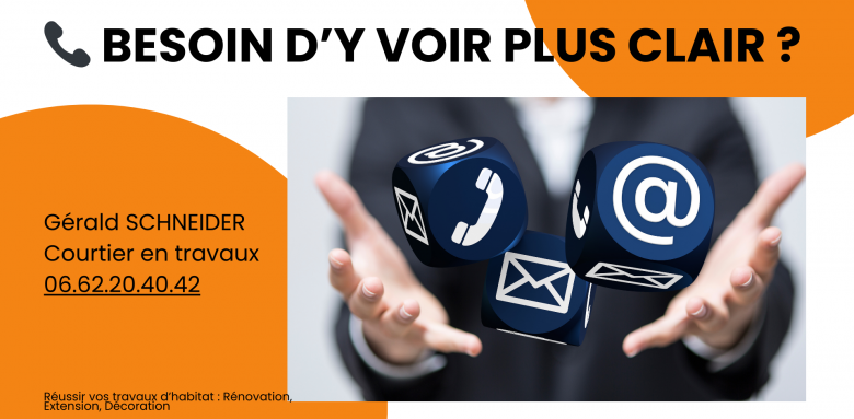 Besoin d’y voir plus clair ? 👉 Faites appel à Gérald Schneider, courtier en travaux à Vesoul, pour des conseils clairs et personnalisés sur vos projets de rénovation.