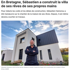 Sébastien Hamonou a été à la fois chef de chantier et ouvrier à toutes les étapes de la construction de sa maison à Plérin.