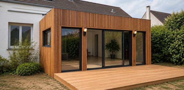 Extension bois avec bardage naturel à Brignais 69530