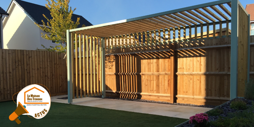 pergola sur-mesure, installation pergola, aménagement extérieur, terrasse ombragée, travaux maison, La Maison des Travaux Moûtiers