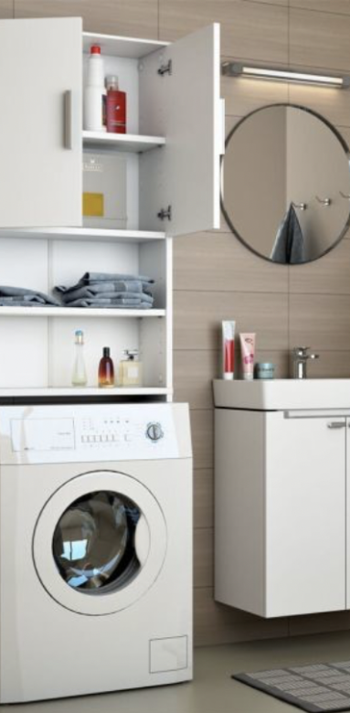 Meuble de buanderie qui s'intègre facilement dans la salle de bain, Conforma