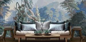 Papier peint panoramique forêt et montagne