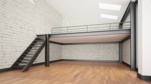 Mezzanine intérieur, visuel de face Mezzanine vide