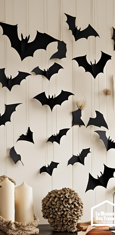 chauves souris papier decoration halloween