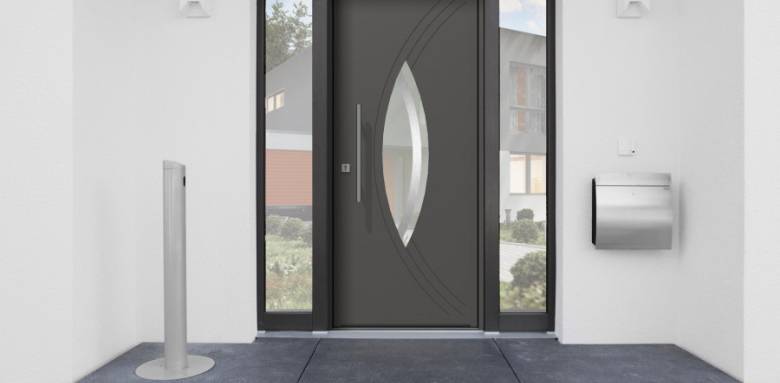 porte d'entrée connectée PVC avec vitrage