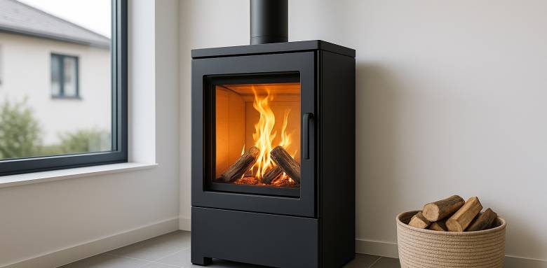 Poêle à bois contemporain avec flammes à Francheville 69340