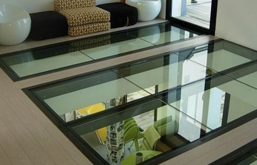 Plancher en verre vue en dessus