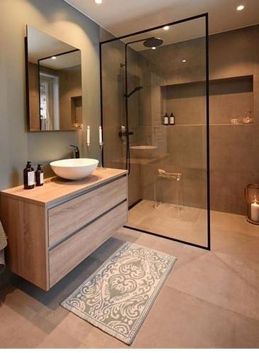 douche à l'italienne style rustique