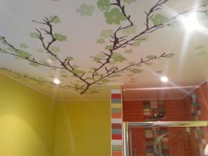 Plafond tendu impression feuillage