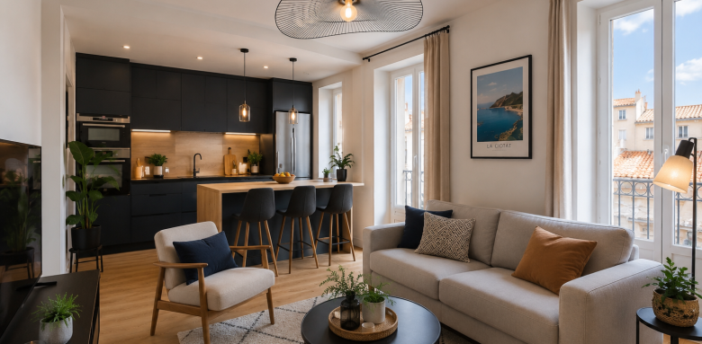 Cuisine moderne après rénovation d'un appartement à La Ciotat