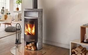 Poêle à bois- bûches en pierre ollaire