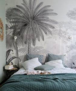 Chambre avec papier peint panoramique