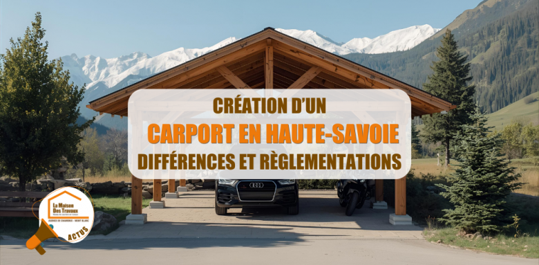 carport Chamonix Haute-Savoie, installation carport Megève, carport bois chalet Sallanches, réglementation carport La Clusaz, abri voiture montagne Haute-Savoie, La Maison des Travaux Chamonix Mont-Blanc