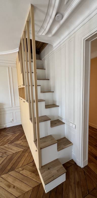 Escalier gain de place pour ce duplex parisien
