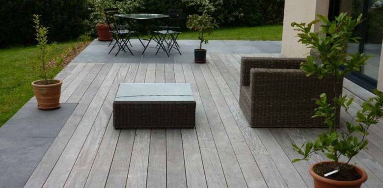 Terrasse bois teinté gris