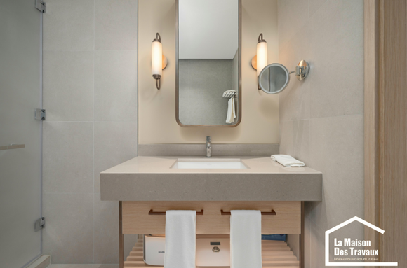 Meuble vasque adapté à une mobilité réduite et au handicap