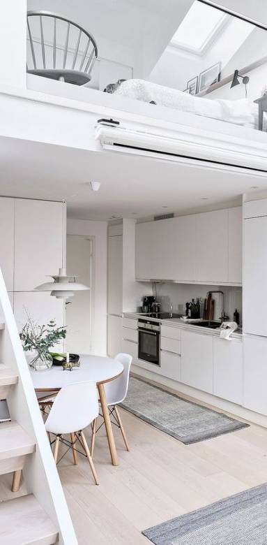 Mezzanine en dessous d'un cuisine 