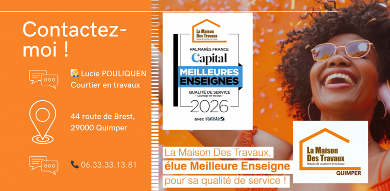 À Quimper, Lucie Pouliquen accompagne votre projet MaPrimeRénov’ de A à Z : aides sécurisées, artisans qualifiés et rénovation maîtrisée.