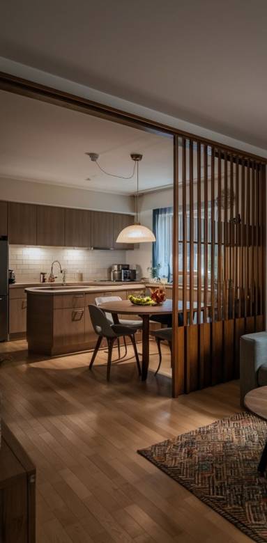 Salon cuisine sans cloison 