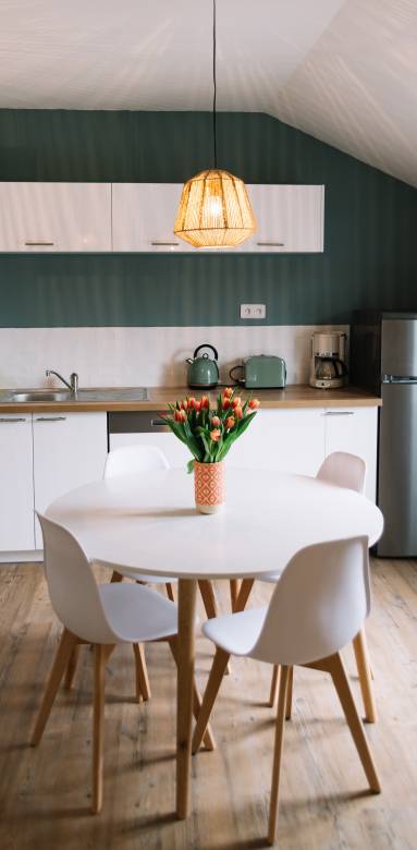cuisine ouverte dans un appartement sous les combles - Houdan