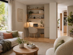 Coin bureau dans le salon : l'intégrer avec style rénovation tours