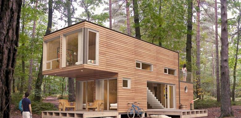 maison container habillée de bois
