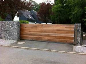 Portail pvc façon bois coulissant