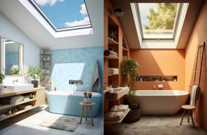 Aménagement d'une salle de bain sous les combles - Designed by freepik