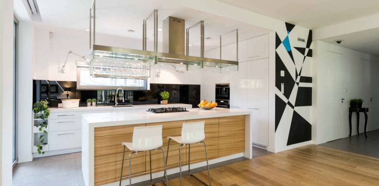 Rénovation d'un appartement, Lyon ; vue 3D du projet Séjour/Cuisine