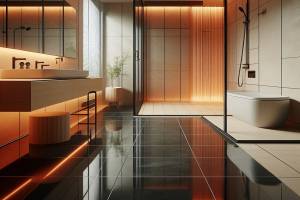 Planchers chauffants dans salle de bain à Deauville