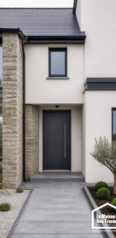 Porte d’entrée en aluminium pour une maison dans le Morbihan