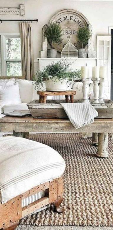 Salon avec une ambiance campagne chic