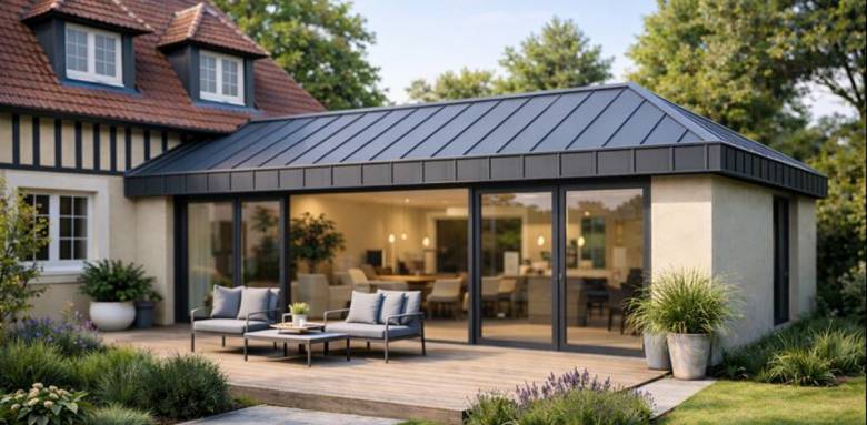 Toiture en zinc extension de maison à Deauville