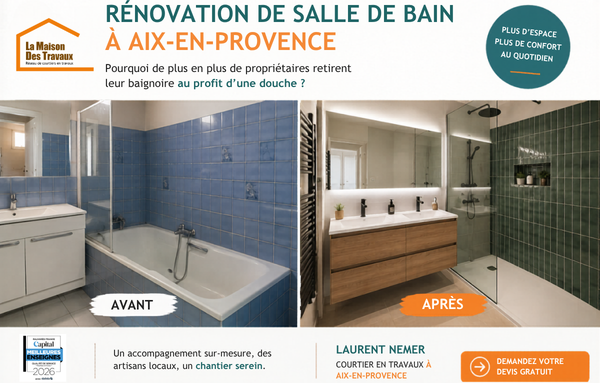 Pourquoi de plus en plus de propriétaires retirent leur baignoire à Aix-en-Provence