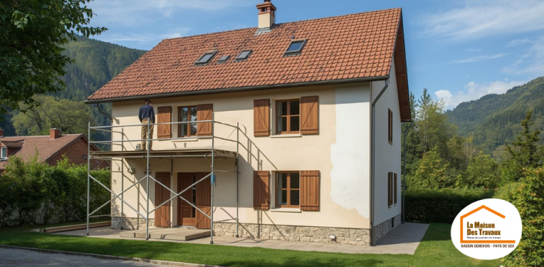 ravalement de façade Bassin Genevois, ravalement façade Haute-Savoie, rénovation façade maison, ravalement façade quand le faire, travaux façade extérieure, courtier en travaux façade, La Maison des Travaux