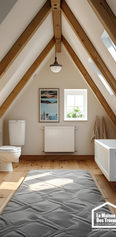 Aménagement de salle de bain moderne dans les combles
