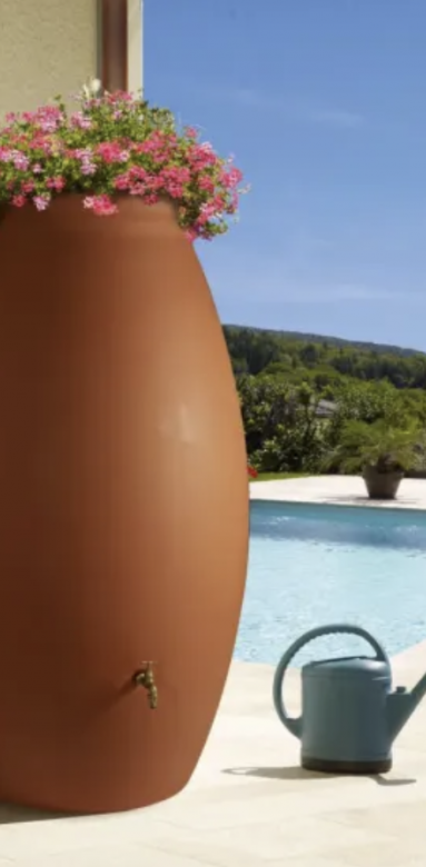 récupérateur d'eau de pluie 1000 L, en forme de jarre, avec jardinière intégrée (Gamme vert)